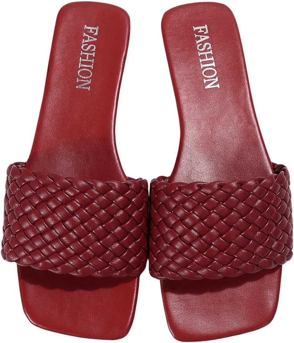 Braided Woven Flat Slide Sandals