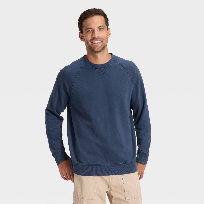 Men's Vintage French Terry Crewneck Sweatshirt - Goodfellow & Co™ Navy Blue XL