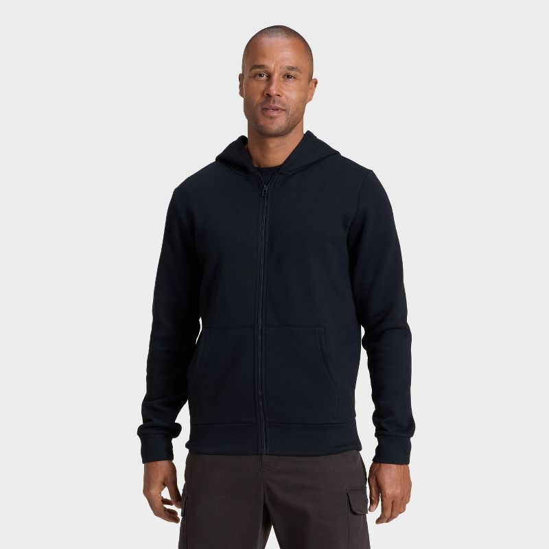 Men's Every Wear Fleece Full Zip Sweatshirt - Goodfellow & Co™ Black L