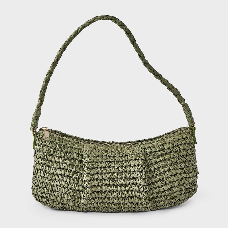 Straw Shoulder Bag — A New Day Green