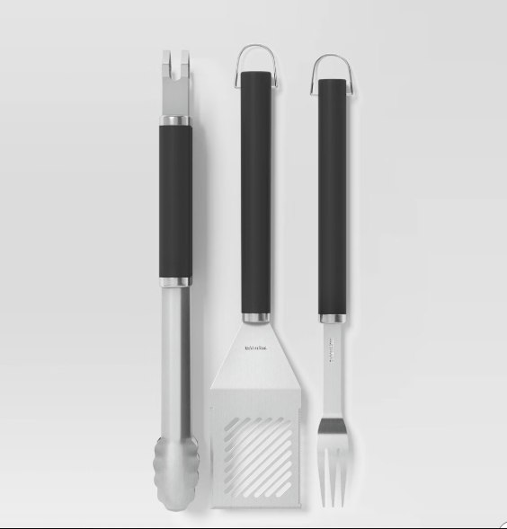 3-Piece Stainless Steel BBQ Tool Set