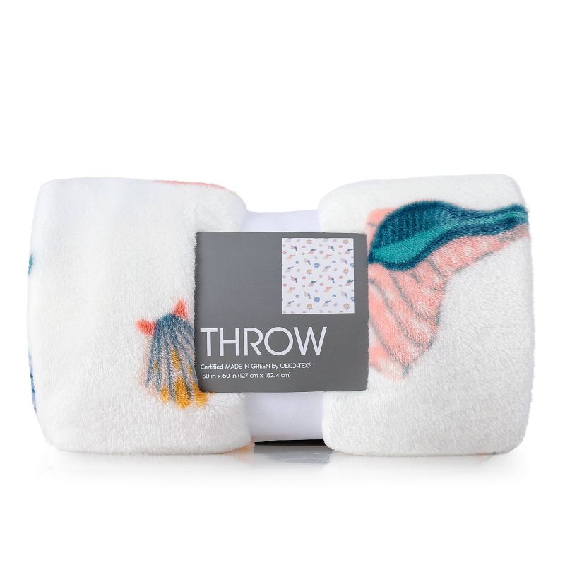 Novelty Recycled Printed Shells Plush Throw Blanket
