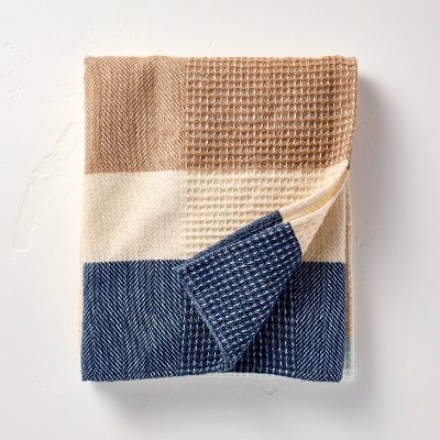 Striped Throw Blanket Cream/Blue - Hearth & Hand with Magnolia