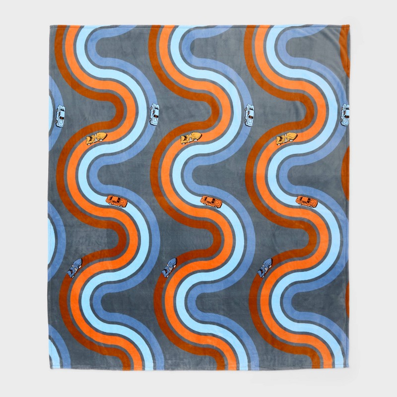Hot Wheels Retro Car Tracks Faux Shearling Blanket