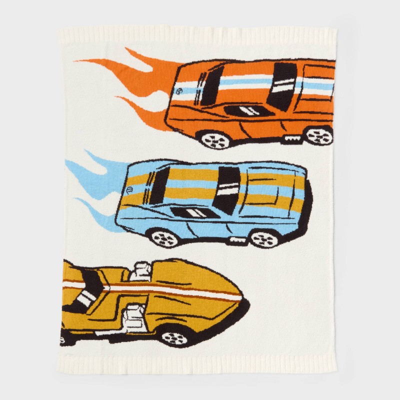Hot Wheels Racing Cars Chenille Throw Blanket