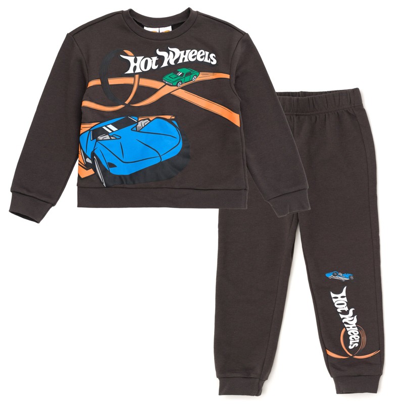 Hot Wheels Fleece Sweatshirt and Jogger Set Cream