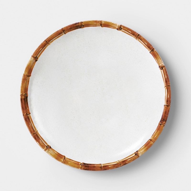 11.125 inch Bamboo Border Dinner Plate White - Threshold