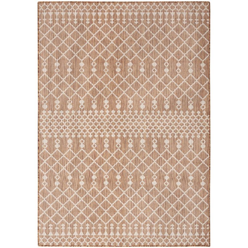 Nourison Positano Moroccan Trellis Flatweave Low Pile Indoor Outdoor Area Rug Jute 5' x 7'
