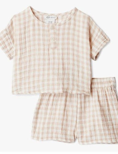 Cotton Gauze Play Set - Tan Gingham