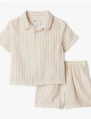 Cotton Linen Play Set - Taupe Even Stripe