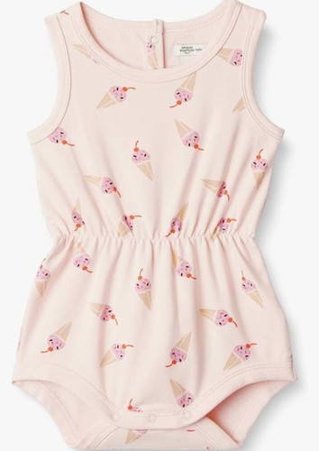 Baby French Terry Romper - Ice Cream Print