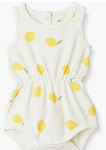 Baby French Terry Romper - Lemon Print