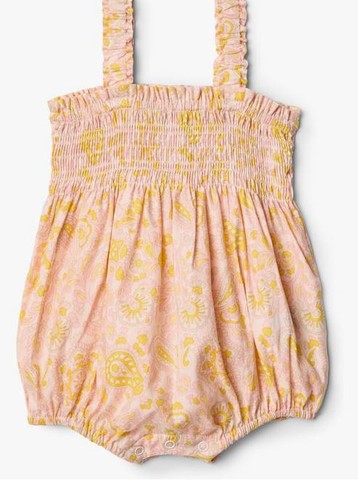 Woven Ruffle Romper - Shell Pink Paisley