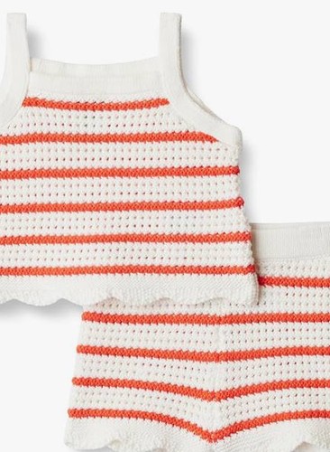 Girls' Cotton Crochet Set - Red Stripe