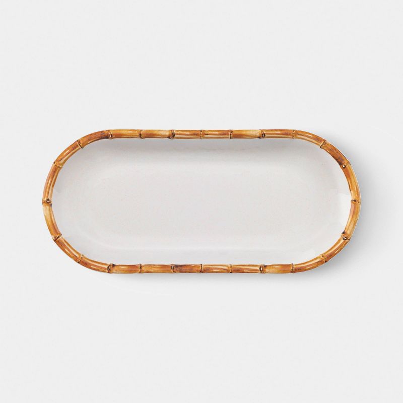 Small Bamboo and Melamine Oval Platter Threshold