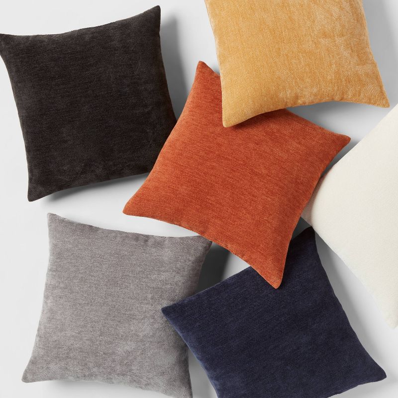 2pk Chenille Square Throw Pillows Cream