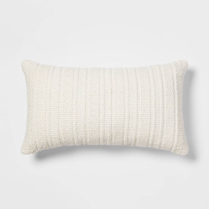Oversized Textural Woven Throw Pillow Cream