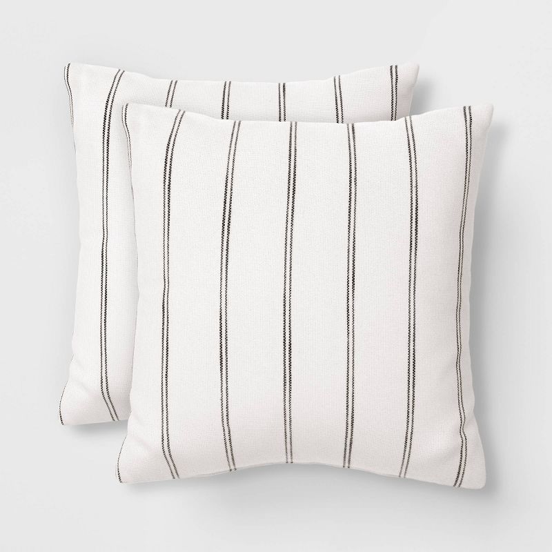 2pk Cotton Woven Stripe Throw Pillows