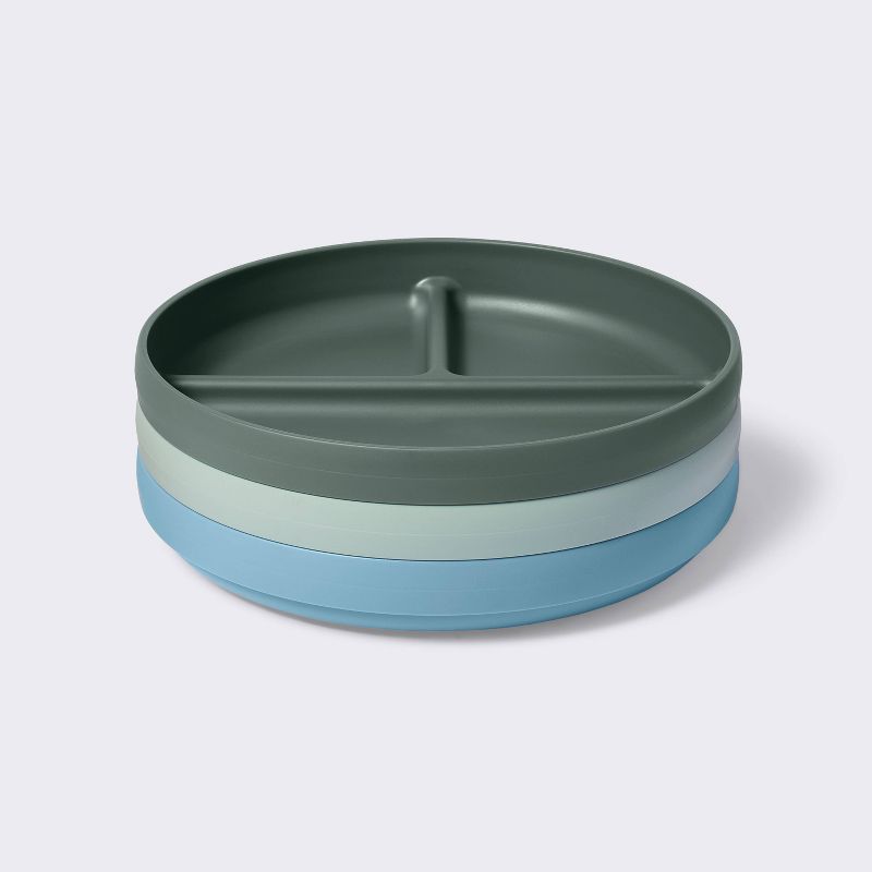 Divided Plate 3pk Blue Green Cloud Island
