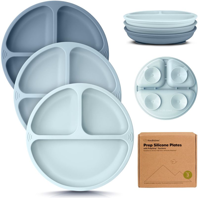 3 Pack Prep Suction Plates for Baby Silicone