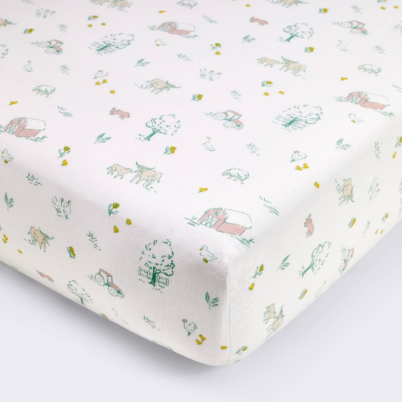 Cotton Crib Sheet Farm Friends - Cloud Island